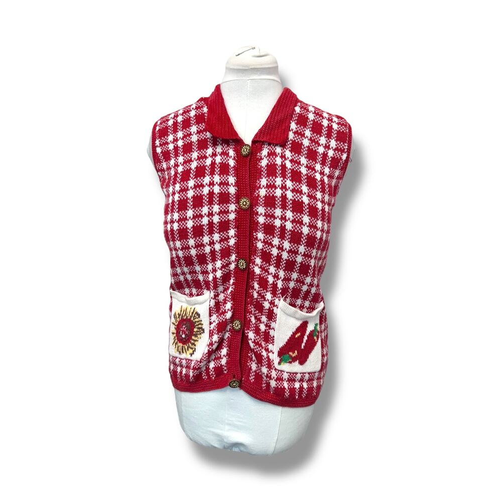 The Eagle's Eye Sweater Vest Vintage 90s Checkered Novelty Kitsch Cottagecore